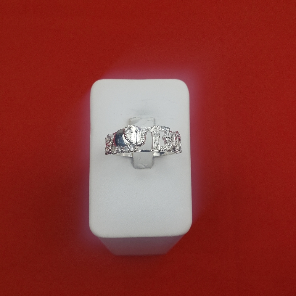 925 real solid sterling silver men's with zircon ston  Good Luck Symbol Sz‎ 11.5 - Picture 9 of 16